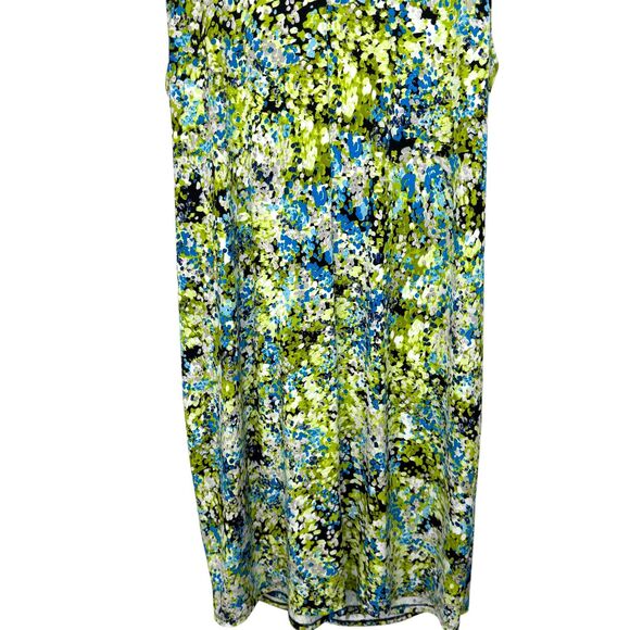 Kasper Green & blue abstract floral print faux wrap sleeveless dress Plus 20W - Picture 8 of 10